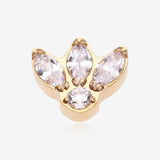 Implant Grade Titanium OneFit Threadless Golden Triple Marquise Sparkle Flower Top Part