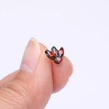 Detail View 2 of Implant Grade Titanium OneFit Threadless Blackline Triple Marquise Sparkle Flower Top Part-Red