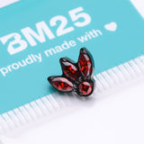 Detail View 3 of Implant Grade Titanium OneFit Threadless Blackline Triple Marquise Sparkle Flower Top Part-Red