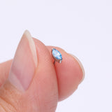 Detail View 2 of Implant Grade Titanium OneFit Threadless Elegant Marquise Sparkle Top Part-Aqua