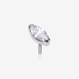 Implant Grade Titanium OneFit Threadless Elegant Marquise Sparkle Top Part-Clear Gem