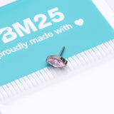 Detail View 3 of Implant Grade Titanium OneFit Threadless Elegant Marquise Sparkle Top Part-Pink