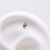 Detail View 1 of Implant Grade Titanium OneFit Threadless Rose Gold Elegant Marquise Sparkle Top Part-Black