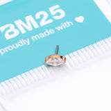 Detail View 3 of Implant Grade Titanium OneFit Threadless Golden Elegant Marquise Sparkle Top Part-Clear Gem