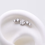 Detail View 1 of Implant Grade Titanium OneFit Threadless Radiant Sparkle Flower Journey Curve Top Part-Clear Gem
