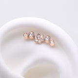 Detail View 1 of Implant Grade Titanium OneFit Threadless Rose Gold Radiant Sparkle Flower Journey Curve Top Part-Clear Gem