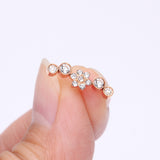 Detail View 2 of Implant Grade Titanium OneFit Threadless Rose Gold Radiant Sparkle Flower Journey Curve Top Part-Clear Gem