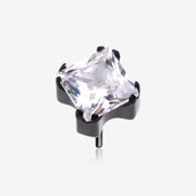 Implant Grade Titanium OneFit Threadless Blackline Prong Set Square Gem Sparkle Top Part