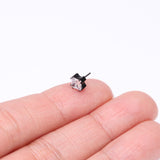 Detail View 2 of Implant Grade Titanium OneFit Threadless Blackline Prong Set Square Gem Sparkle Top Part-Clear Gem
