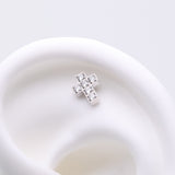 Detail View 1 of Implant Grade Titanium OneFit Threadless Multi-Gem Cross Top Part-Clear Gem