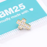 Detail View 3 of Implant Grade Titanium OneFit Threadless Golden Multi-Gem Cross Top Part-Clear Gem