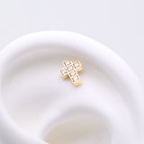 Detail View 1 of Implant Grade Titanium OneFit Threadless Golden Multi-Gem Cross Top Part-Clear Gem