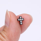 Detail View 2 of Implant Grade Titanium OneFit Threadless Blackline Multi-Gem Cross Top Part-Clear Gem