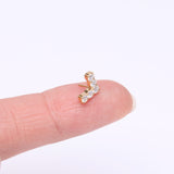Detail View 2 of Implant Grade Titanium OneFit Threadless Golden Multi-Gem Chevron Top Part-Clear Gem