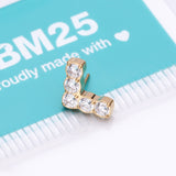 Detail View 3 of Implant Grade Titanium OneFit Threadless Golden Multi-Gem Chevron Top Part-Clear Gem