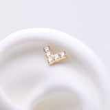 Detail View 1 of Implant Grade Titanium OneFit Threadless Golden Multi-Gem Chevron Top Part-Clear Gem