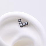 Detail View 1 of Implant Grade Titanium OneFit Threadless Blackline Multi-Gem Chevron Top Part-Vitrail Medium