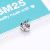 Detail View 3 of Implant Grade Titanium OneFit Threadless Triple Marquise Sparkle Leaflet Top Part-Aurora Borealis