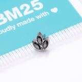Detail View 3 of Implant Grade Titanium OneFit Threadless Triple Marquise Sparkle Leaflet Top Part-Black