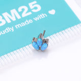Detail View 3 of Implant Grade Titanium OneFit Threadless Triple Marquise Fire Opal Leaflet Top Part-Blue Opal