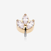 Implant Grade Titanium OneFit Threadless Golden Triple Marquise Sparkle Leaflet Top Part