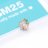 Detail View 3 of Implant Grade Titanium OneFit Threadless Golden Triple Marquise Sparkle Leaflet Top Part-Clear Gem