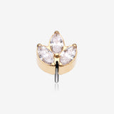 Implant Grade Titanium OneFit Threadless Golden Triple Marquise Sparkle Leaflet Top Part