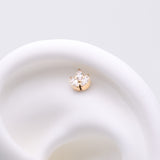 Detail View 1 of Implant Grade Titanium OneFit Threadless Golden Triple Marquise Sparkle Leaflet Top Part-Clear Gem