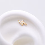 Detail View 1 of Implant Grade Titanium OneFit Threadless Golden Lightning Bolt Sparkles Top Part-Clear Gem