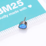 Detail View 3 of Implant Grade Titanium OneFit Threadless Fire Opal Teardrop Top Part-Blue Opal