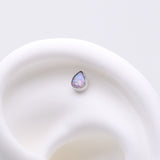 Detail View 1 of Implant Grade Titanium OneFit Threadless Fire Opal Teardrop Top Part-Purple Opal