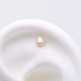 Detail View 1 of Implant Grade Titanium OneFit Threadless Golden Fire Opal Teardrop Top Part-White Opal