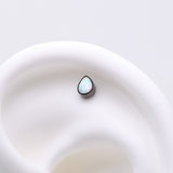 Detail View 1 of Implant Grade Titanium OneFit Threadless Blackline Fire Opal Teardrop Top Part-White Opal