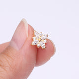 Detail View 2 of Implant Grade Titanium OneFit Threadless Golden Marquise Flower Brilliance Top Part-Clear Gem
