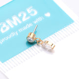 Detail View 4 of Implant Grade Titanium OneFit Threadless Golden Bezel Set Marquise Dangle Sparkle Top Part-Clear Gem