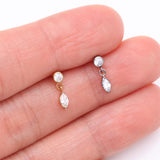Detail View 3 of Implant Grade Titanium OneFit Threadless Golden Bezel Set Marquise Dangle Sparkle Top Part-Clear Gem
