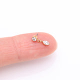 Detail View 2 of Implant Grade Titanium OneFit Threadless Golden Bezel Set Marquise Dangle Sparkle Top Part-Clear Gem