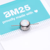 Detail View 3 of Implant Grade Titanium OneFit Threadless Bezel Set Fire Opal Connector Bridge Part-White Opal