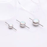Detail View 1 of Implant Grade Titanium OneFit Threadless Bezel Set Fire Opal Connector Bridge Part-White Opal