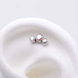 Detail View 1 of Implant Grade Titanium OneFit Threadless Journey Sparkle Trio Top Part-Aurora Borealis