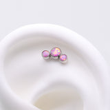 Detail View 1 of Implant Grade Titanium OneFit Threadless Journey Fire Opal Trio Top Part-Pink Opal