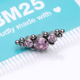 Detail View 3 of Implant Grade Titanium OneFit Threadless Sparkle Arc Bali Beads Top Part-Pink