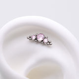 Detail View 1 of Implant Grade Titanium OneFit Threadless Sparkle Arc Bali Beads Top Part-Pink