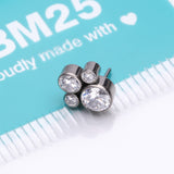 Detail View 3 of Implant Grade Titanium OneFit Threadless Bali Bauble Sparkle Top Part-Clear Gem