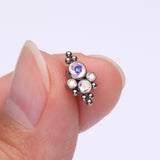 Detail View 2 of Implant Grade Titanium OneFit Threadless Royal Bali Bauble Beaded Sparkle Top Part-Aurora Borealis