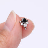 Detail View 2 of Implant Grade Titanium OneFit Threadless Bali Beaded Essence Sparkle Top Part-Black/Clear Gem