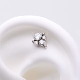 Detail View 1 of Implant Grade Titanium OneFit Threadless Bali Beaded Essence Sparkle Top Part-Clear Gem