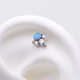 Detail View 1 of Implant Grade Titanium OneFit Threadless Bali Beaded Essence Fire Opal Sparkle Top Part-Clear Gem/Blue Opal