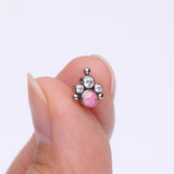 Detail View 2 of Implant Grade Titanium OneFit Threadless Bali Beaded Essence Fire Opal Sparkle Top Part-Clear Gem/Pink Opal