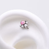 Detail View 1 of Implant Grade Titanium OneFit Threadless Bali Beaded Essence Fire Opal Sparkle Top Part-Clear Gem/Pink Opal